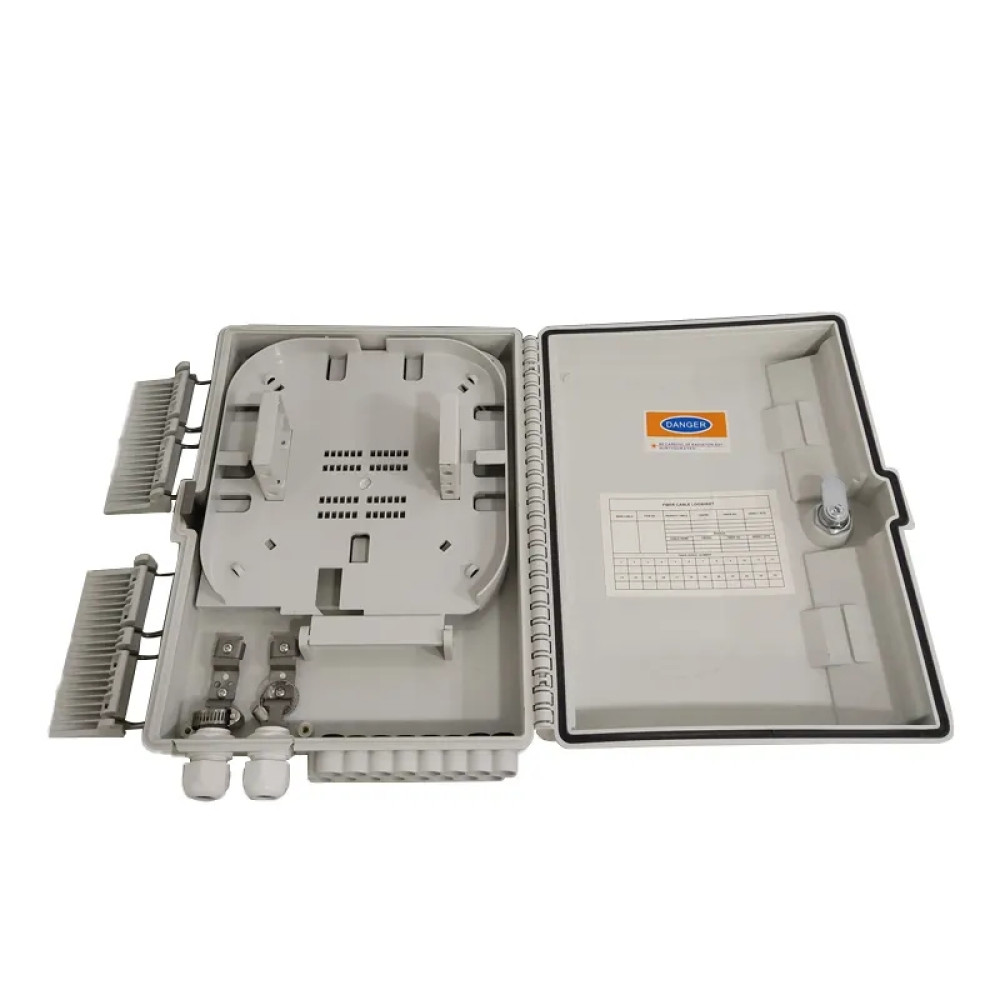 WALL MOUNT PLASTIC OPTICAL FIBER DISTRIBUTIO BOX 12/16 PORTS INDOOR/OUTDOOR