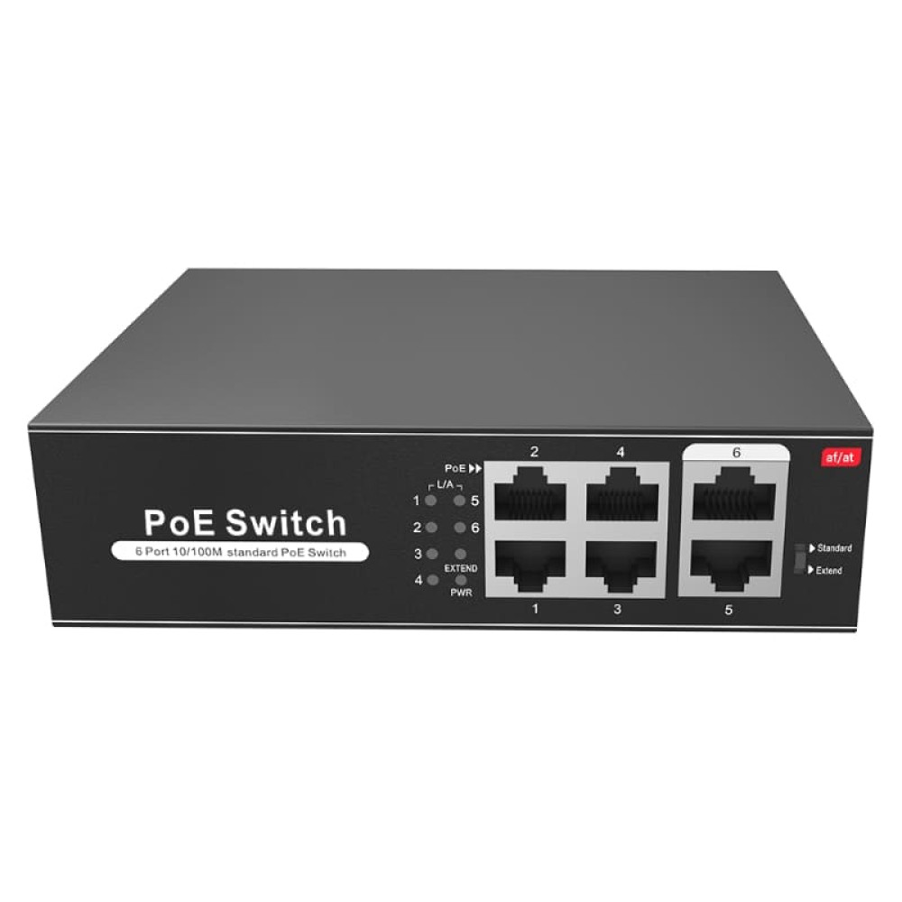  ETHERNET SWITCH POE+ 10/100 6 PORTS 4+2 WITH DISTANCE ABILITY 250M